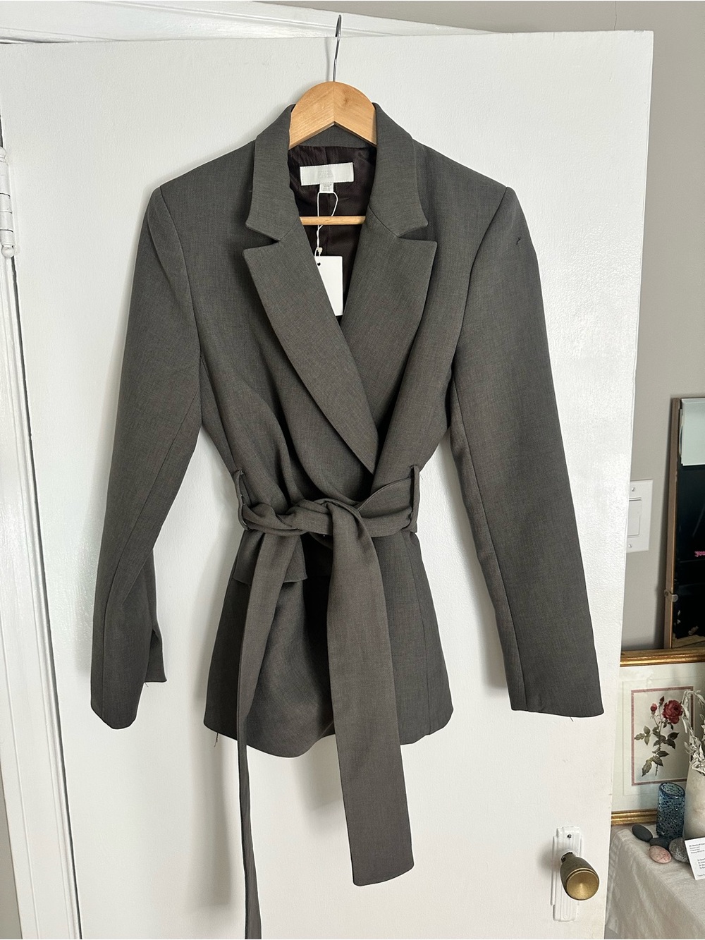Zara bnwt grey Belted Tailored Blazer